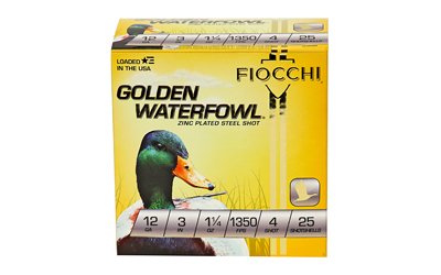 F123SGW4_1 Fiocchi Golden Waterfowl 12 Gauge 3″ 1-1/4 oz #4 25rd