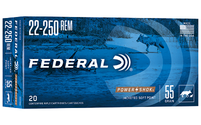 FE22250A_1 Federal Power-Shok 22-250 Rem 55gr SP 20rd