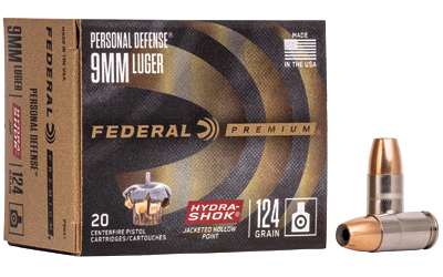 Federal Premium Hydra-Shok 9mm 124 gr JHP 20rd
