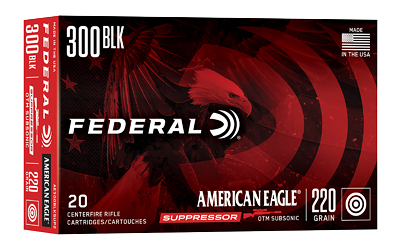 FEAE300BLKSUP2_1 Federal American Eagle Suppressor 300 AAC Blackout 220gr OTM 20rd