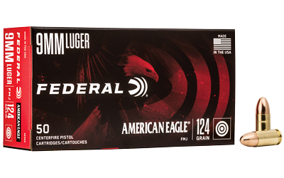 FEAE9APBX_1 Federal American Eagle 9mm Luger 124 gr FMJ – 50 rd