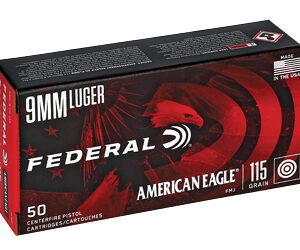 Federal American Eagle 9mm 115 gr FMJ, 50 rd Box