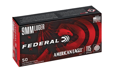 Federal American Eagle 9mm 115 gr FMJ, 50 rd Box