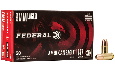 FEAE9FPBX_1 Federal American Eagle 9mm Luger 147gr FMJ FP – 50 rd