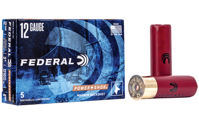 FEF1314B_1 Federal Power-Shok 12GA 3″ 41 Pellets #4 Buck 5rd Box