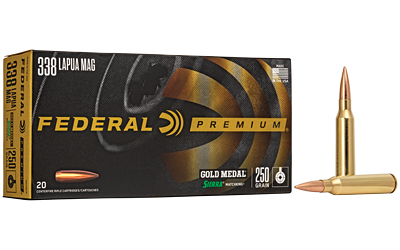 FEGM338LM_1 Federal Premium Gold Medal .338 Lapua 250gr Sierra MatchKing BTHP – 20rd