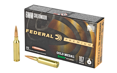 FEGM6CRDM1_1 Federal Gold Medal 6mm Creedmoor 107gr Sierra MatchKing 20rd