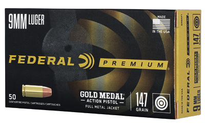 FEGM9AP1_1 Federal Gold Medal Action Pistol 9mm 147gr FMJ – 50rd