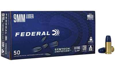 FES9SJT2_1 Federal Syntech Defense 9mm 138gr SJHP, 50rd Box