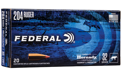FEV204VM32_1 Federal Varmint & Predator 204 Ruger 32gr V-Max 20rd