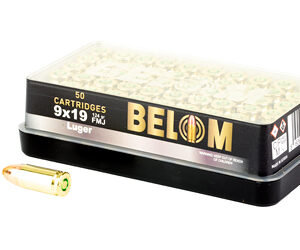Belom 9mm 124Gr FMJ Brass — 50 rd Box