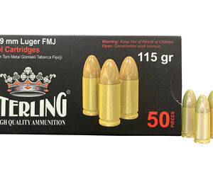 Sterling 9mm 115gr FMJ Brass — 50/Box, 1000/Case