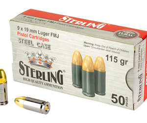 Sterling 9mm Luger 115gr FMJ Steel Case – 30 Rounds