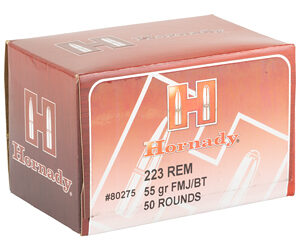 Hornady Custom .223 Rem 55 gr FMJBT 50 rd Box