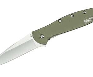 Kershaw Leek 3-inch Folding Knife, 14C28N, Olive Drab