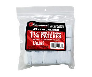 Kleen-Bore SuperShooter Cleaning Patches 1.25″ .22-.270 Cal 500ct