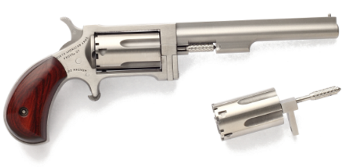 NAASidewinderConversion22m22lr NAA Sidewinder 4″ .22 WMR/.22 LR Revolver Stainless
