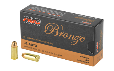 PMC Bronze .32 ACP 60gr JHP – 50 rd Box
