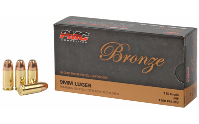 PMC9B_1 PMC Bronze 9mm Luger 115gr JHP 50 rd Box