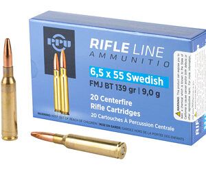PPU 6.5×55 Swedish 139gr FMJ-BT — 20rd Box