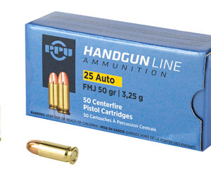 PPU PPH25 .25 ACP 50 gr FMJ 50rd Box