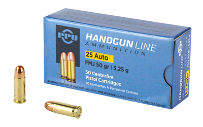 PPU PPH25 .25 ACP 50 gr FMJ 50rd Box