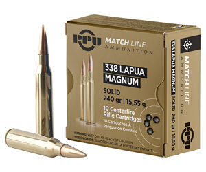 PPU .338 Lapua Magnum 240gr Match Solid — 10rd