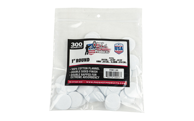 PRO1-300_1 PRO-SHOT 1″ Round Cotton Flannel Patches .22-.270 Cal