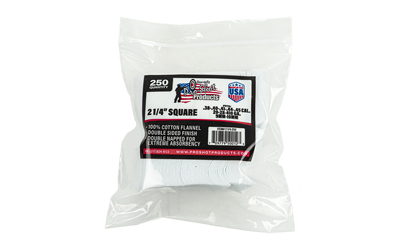PRO214-250_1 Pro-Shot 2.25 inch Square Cleaning Patches .38-.45 Cal – 250ct