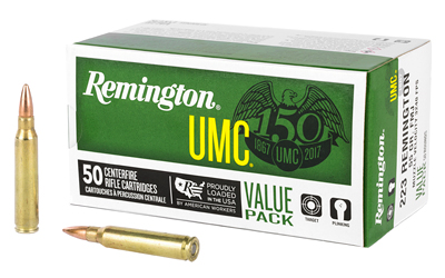REM23966_1 Remington UMC .223 Rem 55 gr FMJ 50rd Box (8-Box Case)
