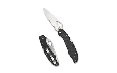 SPYBY03PSBK2_1 Spyderco Byrd Cara Cara 2 3.75in Folding Knife, Part Serrated