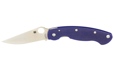SPYC36GPDBL_1 Spyderco Military Model G-10 Blue Folding Knife, 4″ Blade