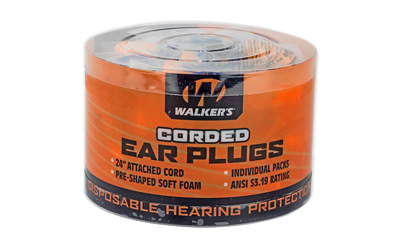 Walkers Corded Foam Ear Plugs 32 dB NRR – 50 Pair