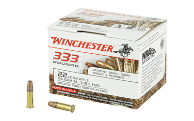 WN22LR333HP_1 Winchester 22 LR 36 gr CPHP – 333 Rounds Bulk Pack