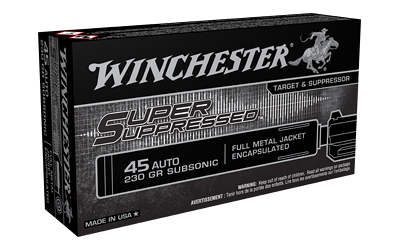 WNSUP45_1 Winchester Super Suppressed .45 ACP 230 gr FMJ, 50rd