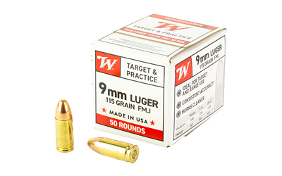 WNW9MM50_1 Winchester 9mm Luger 115gr FMJ 50rd Box