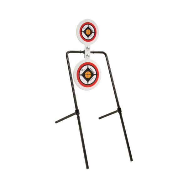 https3A2F2Fmedia.chattanoogashooting.com2Fimages2Fproduct2FAN153662FAN15366 Allen EZ-Aim Hardrock AR500 Round Spinner Targets & Stand for Rimfire Rounds & Centerfire Pistols 7.375″W x 23″H White/Red/Black