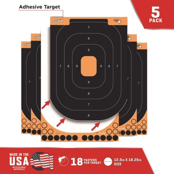 Allen Adhesive Splash Handgun Training Target 12×18″ Orange and Black 5/ct