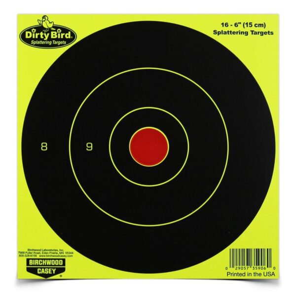 https3A2F2Fmedia.chattanoogashooting.com2Fimages2Fproduct2FBABC359702FBABC35970 Birchwood Casey Dirty Bird 6″ Yellow Bull’s Eye Targets 100/ct