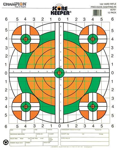 https3A2F2Fmedia.chattanoogashooting.com2Fimages2Fproduct2FCM457312FCM45731 Champion Scorekeeper Targets Fluorescent Orange & Green Bull – 100 yd. Rifle Sight-In 100/Pack