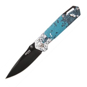 Bear & Son Brisk 3.0 Medium Folding Knife 2-7/8″ Drop Point Blade TrueTimber Rift Blue