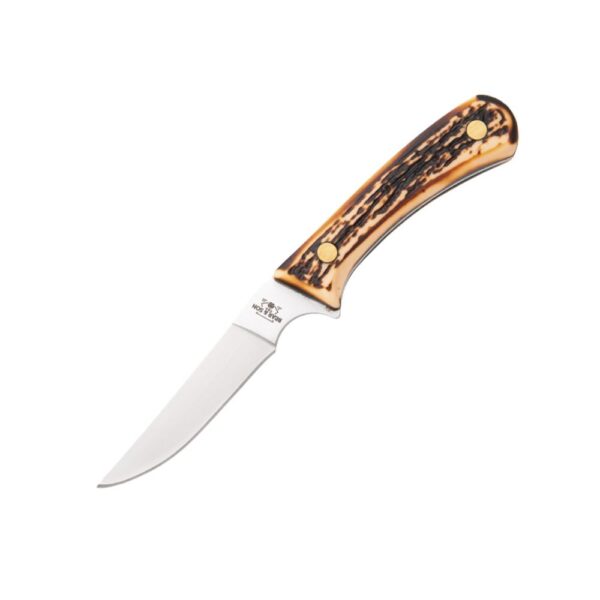 Bear & Son Bird & Trout Fixed Knife 3″ Clip Point Blade Stag Delrin with Leather Sheath