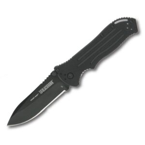 Bear & Son Blackhawk Point Man Sideliner Folding Knife 3-3/8″ Drop Point Blade Black