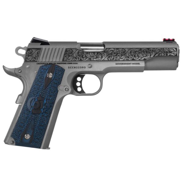 https3A2F2Fmedia.chattanoogashooting.com2Fimages2Fproduct2FCXO1070CCSZFB2FCXO1070CCSZFB-1 Colt Competition Model “Filigree Slide” Handgun .45 ACP 8rd Magazine 5″ Barrel Stainless Frame