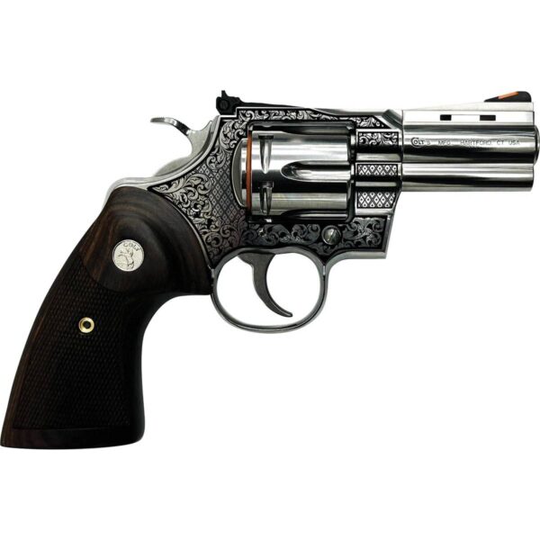 https3A2F2Fmedia.chattanoogashooting.com2Fimages2Fproduct2FCXPYTHONSP3WTSFB2FCXPYTHONSP3WTSFB-2 Colt Python “Filigree Frame” Handgun .357 Mag 6rd Capacity 3″ Barrel Stainless Finish Wood Grips