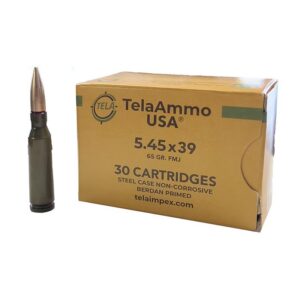 Wolf TelaAmmo Rifle Ammunition 5.45×39 65gr FMJ 2959 fps 30/ct