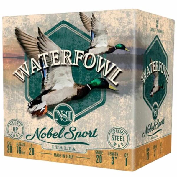 https3A2F2Fmedia.chattanoogashooting.com2Fimages2Fproduct2FEPANS203ST42FEPANS203ST2-1_1 Nobel Sport Steel Waterfowl 20 Shotshells 20ga 1oz 3″ 1450 fps #4 25/ct