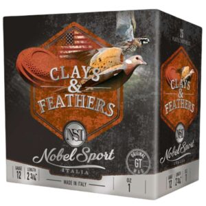 Nobel Sport Clays & Feathers Shotshells 12ga 2-3/4″ 1oz 1300 fps #8 250/rd Case (10-25/ct Boxes)