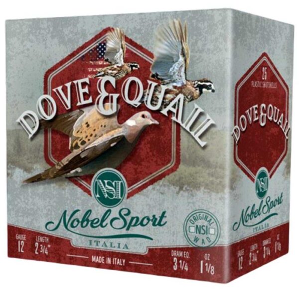 Nobel Sport Dove & Quail Shotshells 12 ga 2-3/4″ 1-1/8 oz 1255 fps #7.5 25/ct