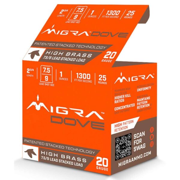 https3A2F2Fmedia.chattanoogashooting.com2Fimages2Fproduct2FERM20LF7592FERM20LF7591_1 Migra Field Lite Stacked Shotshells 20ga 2-3/4″ 1oz 1350 fps #7.5 & #9 25/ct